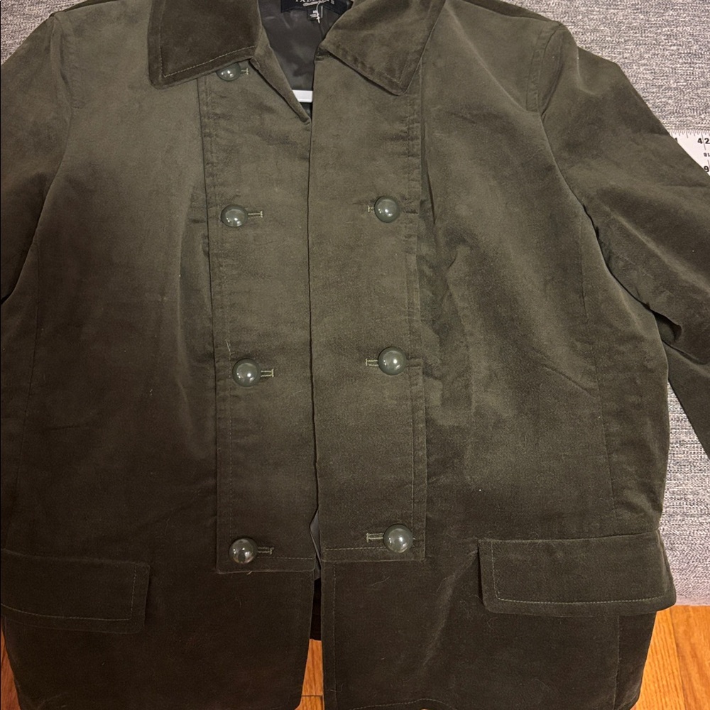 Talbots Velvet Military Jacket Sz 16 Dark Green/Olive Color NWOT - Picture 7 of 9